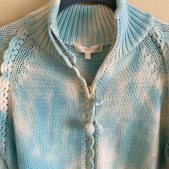 Loveshackfancy Florrie Zip Up Jacket - Soft Aqua Hand DyeTiedye Cardigan Sweater - Picture 9 of 16